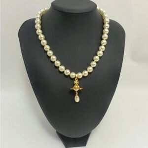 Vivienne Westwood Pearl Necklace with Gold Pendant